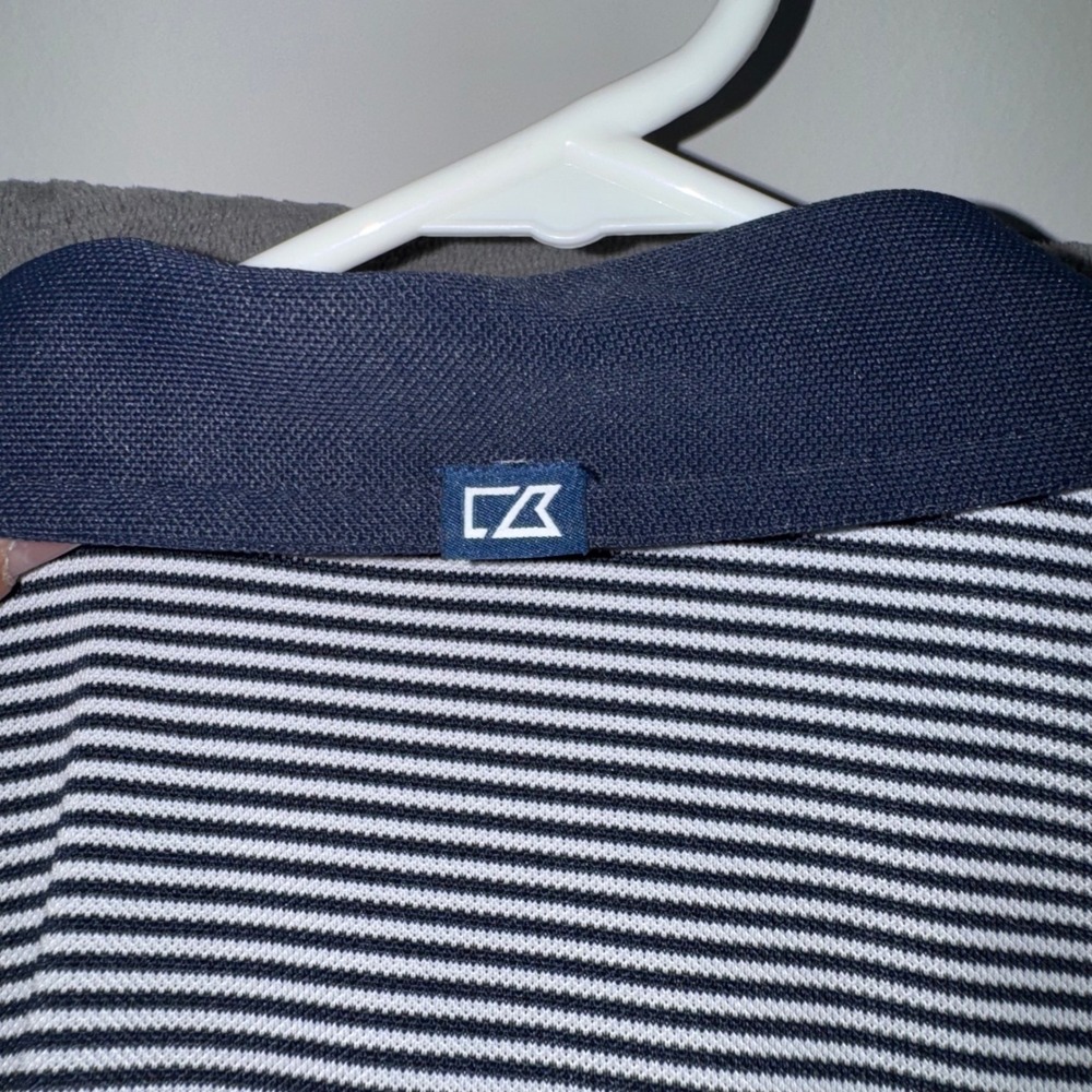 Mens XL Cutter & Buck Polo Shirt Navy White NWT Vol Country Construction Stripe - Picture 5 of 6